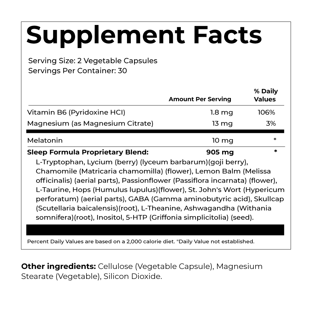 4GreatSleep Supplement Facts